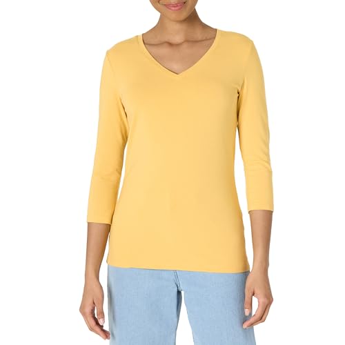 Amazon Essentials Damen-T-Shirt mit 3/4-Ärmeln und V-Ausschnitt...