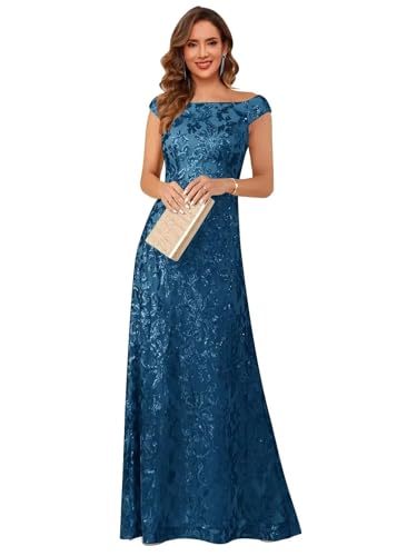 Mother of The Bride Dresses for Women Off The Shoulder Mermaid Sequin Formal Wedding Guest Dress