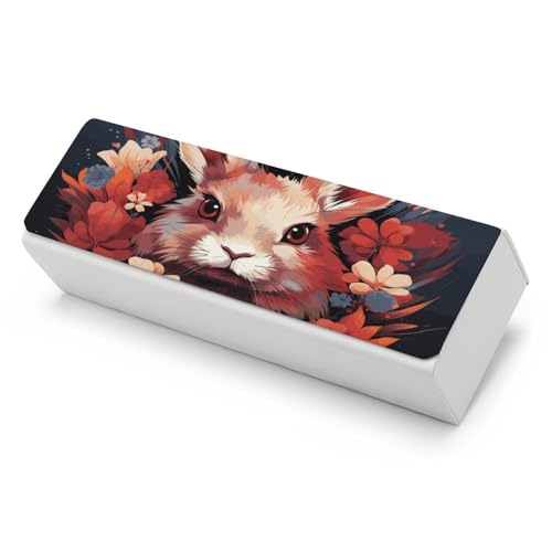 LMNGH Estojo de óculos de sol rígido de couro, coelhinho da Páscoa, estojo de óculos de sol com pano de limpeza, estojo de óculos, suporte portátil para óculos, para trabalho, coelhinho da Páscoa