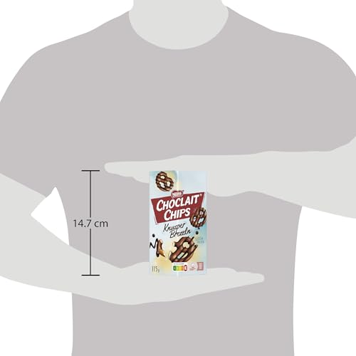 Nestlé CHOCLAIT CHIPS Knusper Brezeln, knackige Salzbrezeln umhüllt von Milchschokolade und verfeinert mit Dekorstreifen aus dunkler Schokolade, 1er Pack (1 x 115g)