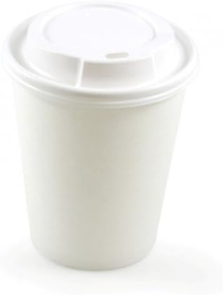 Thali Outlet® - 100 x 16oz White Paper Cups + Lids Single Wall Disposable Tea Coffee Cappuccino Hot Drinks