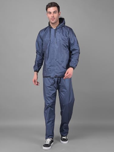 Image of Dollar Rainguard Men's Reversible Full Sleeve Solid Raincoat Set With Adjustable Hood and Pocket