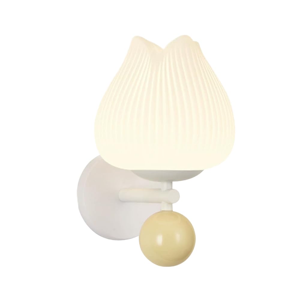 Aplique de pared blanco E27 en forma de flor con pantalla acrílica