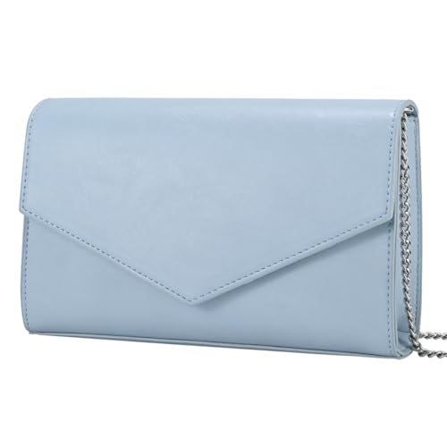 GM LIKKIE Clutch Purse for Women Evening Envelope Clutch Bag Crossbody Foldover PU Leather Shoulder Handbag (Light Blue)