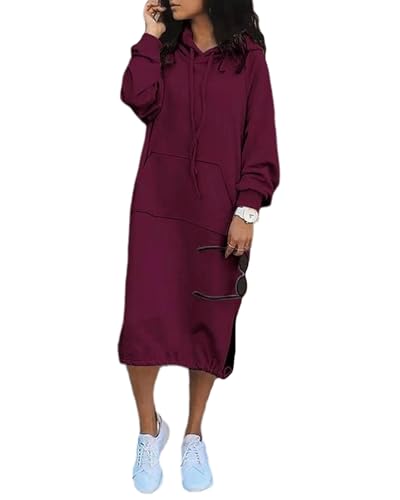 tinetill Mujer Sudadera con Capucha Vestido con Capucha Sudadera Larga con Capucha Hoodie Pullover Casual Otoño Invierno Jersey Comodidad Sudadera Vestido con Bolsillo