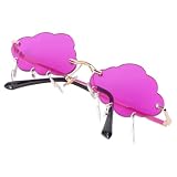 VALICLUD Occhiali da Sole da Donna Occhiali da Sole Senza Montatura a Forma di Nuvola con Ciondoli Fulmini Occhiali da Sole Moda Lenti Colorate Rosate