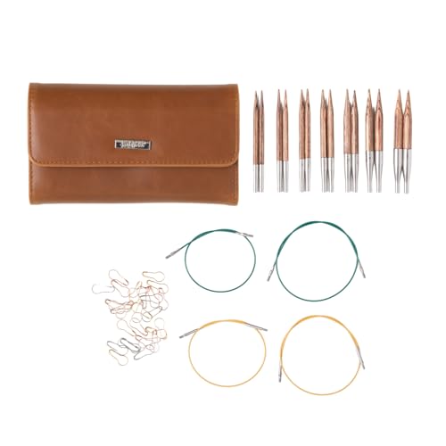 Image of Knit Picks Wood Short Interchangeable Knitting Needles Set with Case | 7 sizes of 2.75 inch long Resilience knitting needles, sizes 4-10, includes cables, stitch markers, and endcaps.
