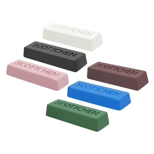 SCOTTCHEN 16 oz Kit for Stainless Steel Aluminum Jewelry Buffing Polishing Cutting Compound, Black, White, Purple, Brown, Blue, Green, Course to Fine - 6 Pieces