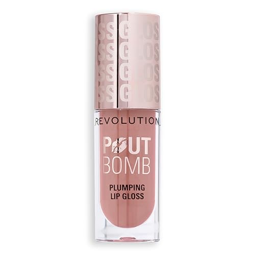 Makeup Revolution Pout Bomb Plumping Gloss, High Shine, Rich Pigment, Soft Tingle Effect, Candy Pink