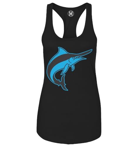 Haase Unlimited Marlin Jumping - Sports Team Florida Ladies Tank Top (Black, Small)