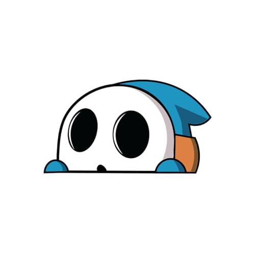 Shy Guy Character Video Game Decal Stickers for Cars Laptop Skateboard Wall Decor UV Resistant 6 in X 3.3 in (Blue)
