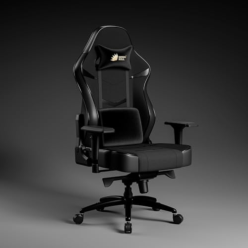 Image of Green Soul Monster Ultimate Series T | Multi-Functional Ergonomic Gaming & Office Chair| Premium Spandex & PU Leather Fabric | Adjustable Neck, Lumbar Pillow | 4D Adjustable Armrests (Full Black)