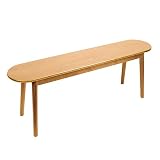 Cttasty Entryway Bench, Solid Wood Dining Bench, Midcentury End of Bed Bench w/Rounded Corner, Outdoor Bench w/Robust Construction, Bedroom Bench, 10.24' W x 17.72' H（Natural 47.2inches）