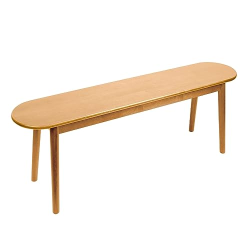 Cttasty Entryway Bench, Solid Wood Dining Bench, Midcentury End of Bed Bench w/Rounded Corner, Outdoor Bench w/Robust Construction, Bedroom Bench, 10.24" W x 17.72" H(Natural 47.2inches) by Cttasty - Used condition - US$69.64