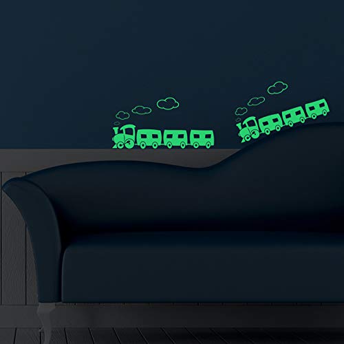 Train Decor,Glow In The Dark Stickers, Nursery Wall Sticker, 2 Pack Trains Wall Stickers For Kids Bedroom Decor #TOP16