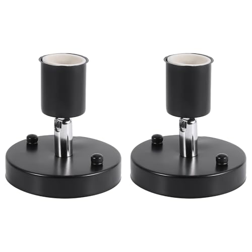 2 Pezzi E27 Portalampada, Girevole a 180 Gradi Lampada da Soffitto Moderna Regolabile Portalampada Base a Parete Basi per Lampade E27 Base per Corridoio Cucina Camera da Letto (Nero)