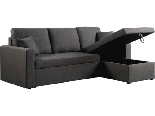 Canapé d'angle Convertible Alain, 221cm x 145cm x 85cm, 3 Places, Gris