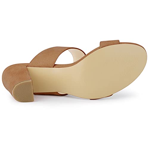 Allegra K Women's Opened Toe Block Heeled Camel Slide Sandals 8.5 M Us #TOP5