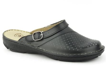 Zapatillas Sanitarias Mujer con Parte Superior Calada Cerrada Tira Ajustable Suela Flexible Ligeras Cómodas Negro Talla 37