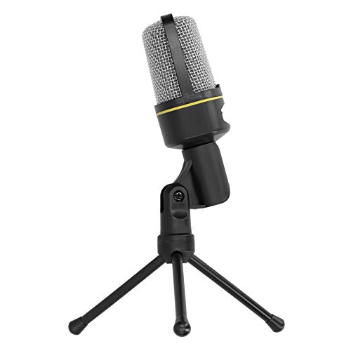 Vvikizy Micrófono de Condensador, Micrófono de Estudio Kit de Micrófono Micrófono Omnidireccional con Trípode para Grabación por Computadora, Podcast, Skype, Cable de PVC, ABS, Negro