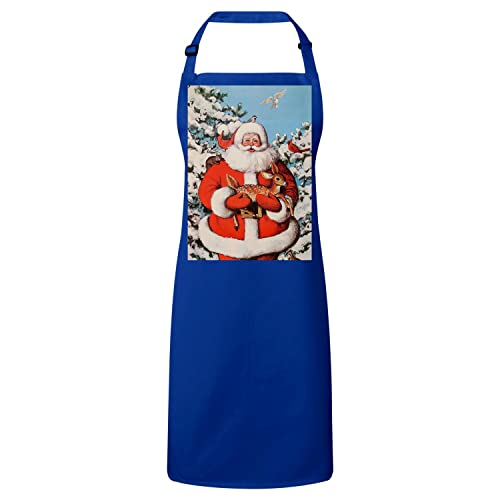 Tablier cuisine bleu gros père Noël anti-taches pour protéger vos vêtements du réveillon