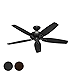 Hunter Fan 52 inch Outdoor Ceiling Fan in New Bronze with 5 Stained Oak Fan Blades (Renewed) (Matte Black)