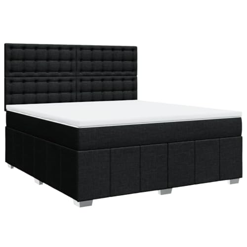 Genérico Cama Box Spring con colchón Tela Negro 180x200 cm,Mobiliario,Camas y Accesorios,Camas y somieres,Negro,112.94 kg,3291763