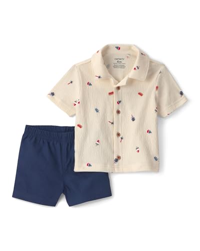 Carter's Boy 2-Piece Short Set, Cream, 18M