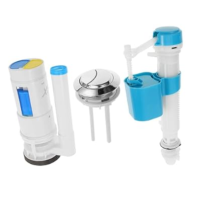 BAZEITFLOW Kit de Válvula para Tanque de Inodoro Repuesto Completo con Válvula de Entrada y Descarga Botón de Doble Descarga Instalación sin Herramientas Control de Agua para Wc Estándar