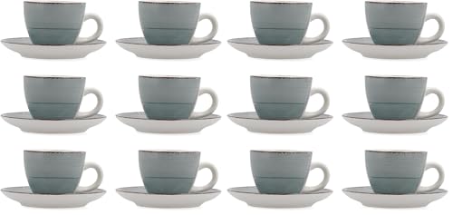 Quid Vita Morning Set De 6 Tazas Con Platillo Cerámica 9cl Loza Apto Microondas Seque Los Platos Por Las Dos Caras Después De Cada Lavado (Paquete de 2)