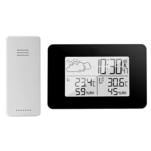 Stazione Meteo Retoo Con Sensore Esterno – Termometro E Igrometro Digitale Con Display LCD, Previsioni E Memoria Min/max, Bianco