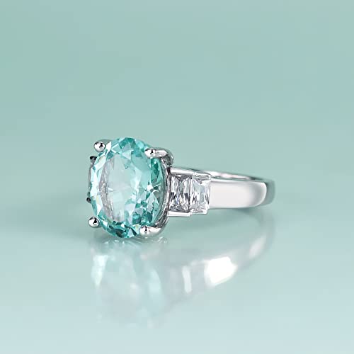 Gem's Beauty 9/11 mm | 0.35"/0.43" Lab Green Spinel Rings Genuine 925 Sterling Silver Handmade 4.79CT Classic Oval Cut Ring for Women Birthstone Ring Classic Romantic Engagement for Women（size 5-10）3
