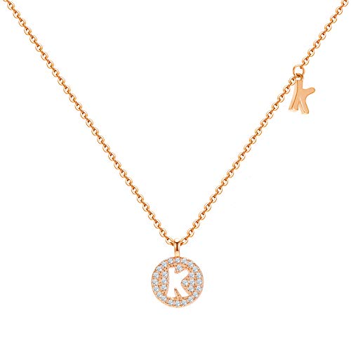 Aoedej 14K Gold Plated Women Initial Letter Necklace Sterling Silver Capital Letter Pendant Necklace For Girls Cz Alphabet Name Charm Necklace #TOP29