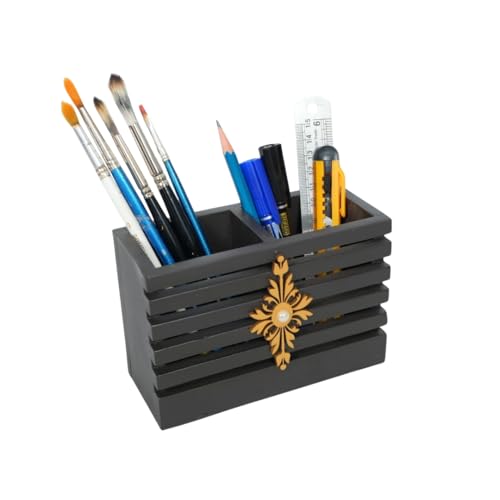 Image of Decorative Embossed Design Pencil and Pen Stand | Desk Organizer for Stationery Storage | Suitable for Office Desk, Study Table, Home and Workspace Use (Design 16)
