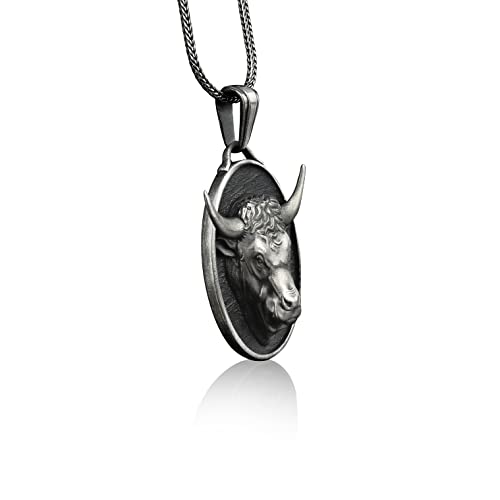Colgante de Toro de Plata Personalizable para Tauro Colgante de Toro de Plata Personalizable para Tauro