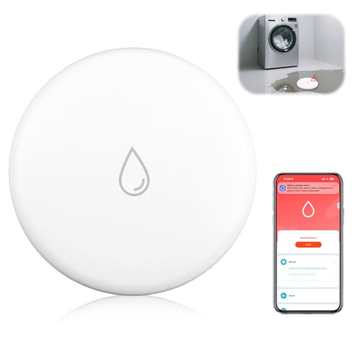 Water Leak Sensor 110dB Wireless Mini Water Leak Detector 1 Year Battery Life IP67 Waterproof Wireless Mini Flood Detector Work with Alexa and Google Home for Kitchen Bathroom Basement
