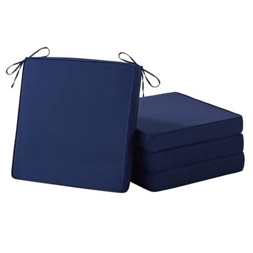 IASEAHK Outdoor Chair Cushions Set of 4, Waterproof Patio Chair Cushions, 19" x 19"x 3" Patio Cushion for Outdoor Furniture, Outdoors Seat Cushion for Patios Furniture with Handle and Ties, Navy Blue