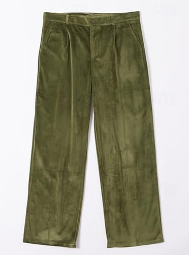 VENNYNG Men's Velvet Dress Pants Casual Trousers Front Pocket Straight Wide Leg Business Daily Wear4