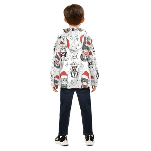 Cats Wearing Hats and Scarves Toddler Fleece Jacket Girl Boys Hooded Fleece Jacket Coat Warm Outwear Zip-up 3-10T4