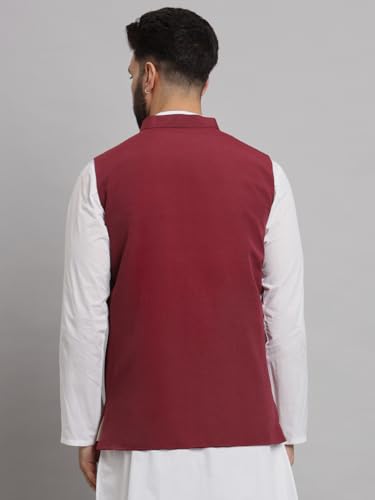 Image of LATEST CHIKAN Men's Traditional Cotton Solid Nehru Jacket /Waistcoat