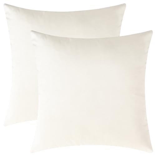 Image of Mixhug Decorative Throw Pillow Covers, Velvet Cushion Covers, Solid Throw Pillow Cases for Couch and Bed, Cream, 16 x 16 Inches, Set of 2