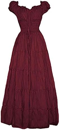 LY-VV Womens Off Shoulder Medieval Costume Dress Plus Size Vintage Floor Length Cosplay