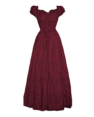 Ly-Vv Womens Off Shoulder Medieval Costume Dress Plus Size Vintage Floor Length Cosplay #TOP3