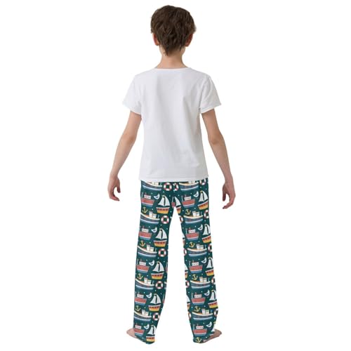 Cruise Ship Anchor Boys Long Pants Soft Trousers Elastic Waist Kids Lounge Bottoms with Pockets S-XL3