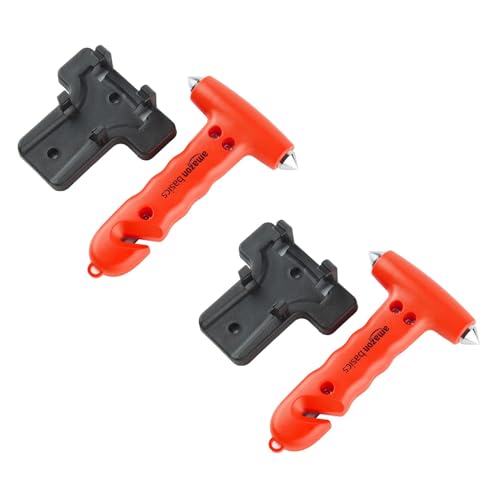 Image of Amazon Basics Emergency Seat Belt Cutter and Window Hammer Tool, Car Accessories, Pack of 2