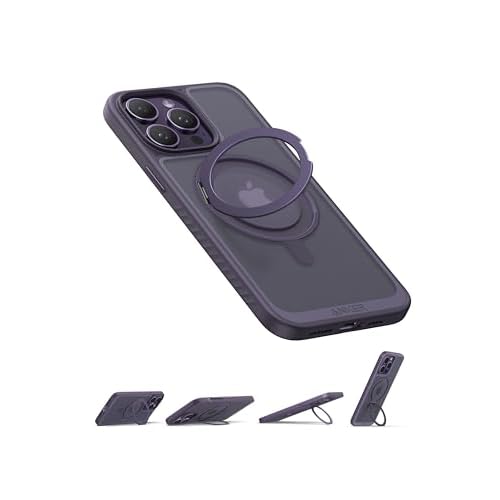 Anker magnetische Handyhülle, FlexStand Handy-Case, rutschfeste und sturzsichere Schutzhülle mit Standring, iPhone kompatibel mit MagSafe, exklusiv für iPhone 15 15,5cm entwickelt Transparen