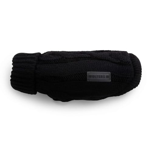 Wolters | Zopf-Strickpullover für Mops&Co in Schwarz | Rückenlänge 45 cm