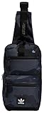 adidas Originals Utility Crossbody Sling Bag with Water Bottle Sleeve, Rain Camo Legend Ink Blue, One Size