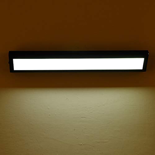 LXHK Applique Longue Interieur, Réglette Led 36cm Blanc Chaud, Applique Murale avec Interrupteur Intégré, Lampe de Lecture pour Lire au Lit Led, Lampe pour Salle de Bain Led avec Étagère, 8W,Noir Cover