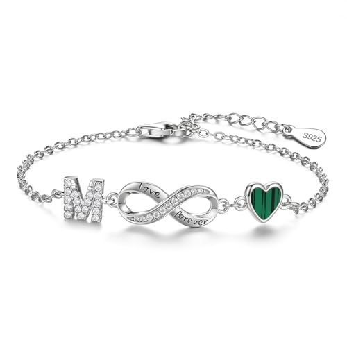 ChenYuTe Bracelet femme en argent 925 Un design unique symbolisant l'infini, les cœurs et les 26 lettres de l'alphabet, ce qui en fait un cadeau de tous les...